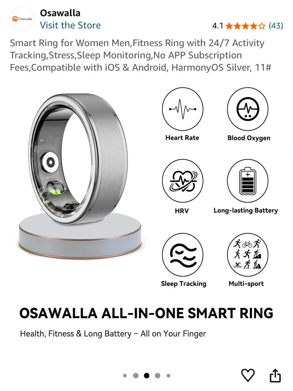 White Smart Wearable Ring - Activity & Notification
